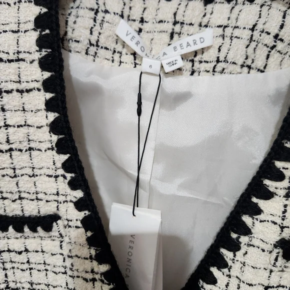 Veronica Beard Albia tweed jacket size 6 black and white new with tag